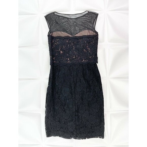 Lauren Ralph Lauren Sz 4 Black Lace Sheath Dress Scalloped Sweetheart Neckline s - Picture 4 of 7